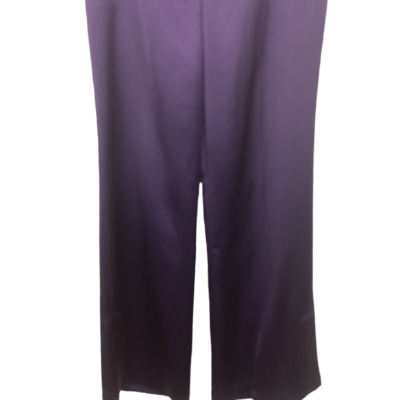 Jason Wu Purple Satin Wide Leg trouser pants size 6 High Rise NWOT - Picture 3 of 10